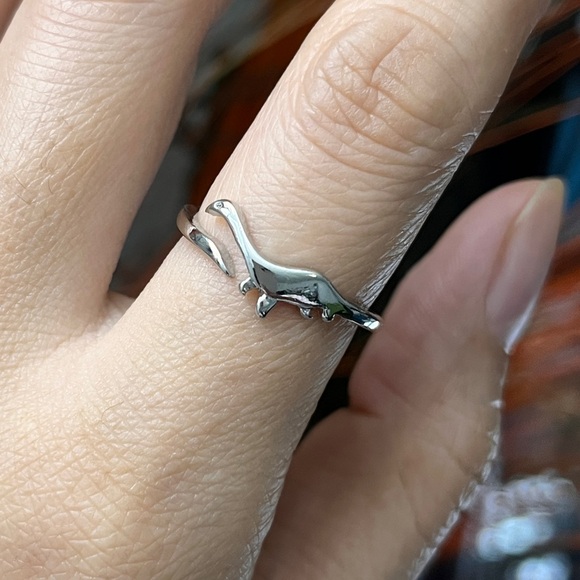 Silver Plesiosaur Dinosaur Chunky Open Ring for Women girls - Picture 2 of 8